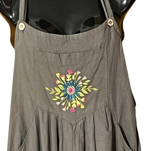 Natural Life Wide Leg Carrington Embroidered Detail Jumpsuit Overalls - Picture 4 of 11